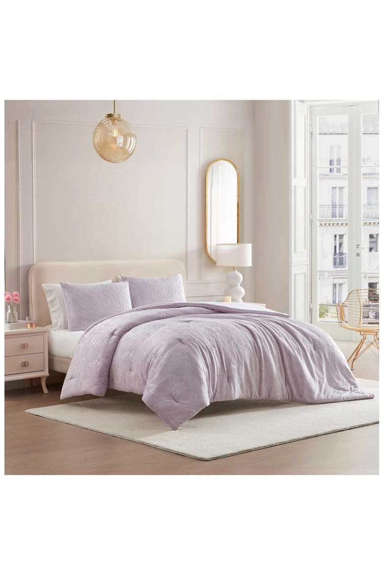 Butterfly Embossed Comforter & Sham Set, Alternate, color, PURPLE