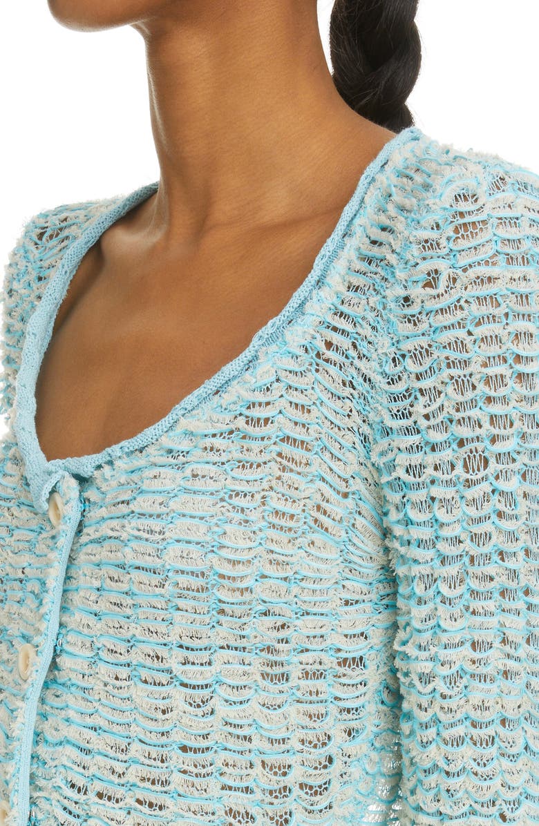 Acne Studios Kangie Open Knit Crop Cotton Blend Cardigan, Alternate, color, 