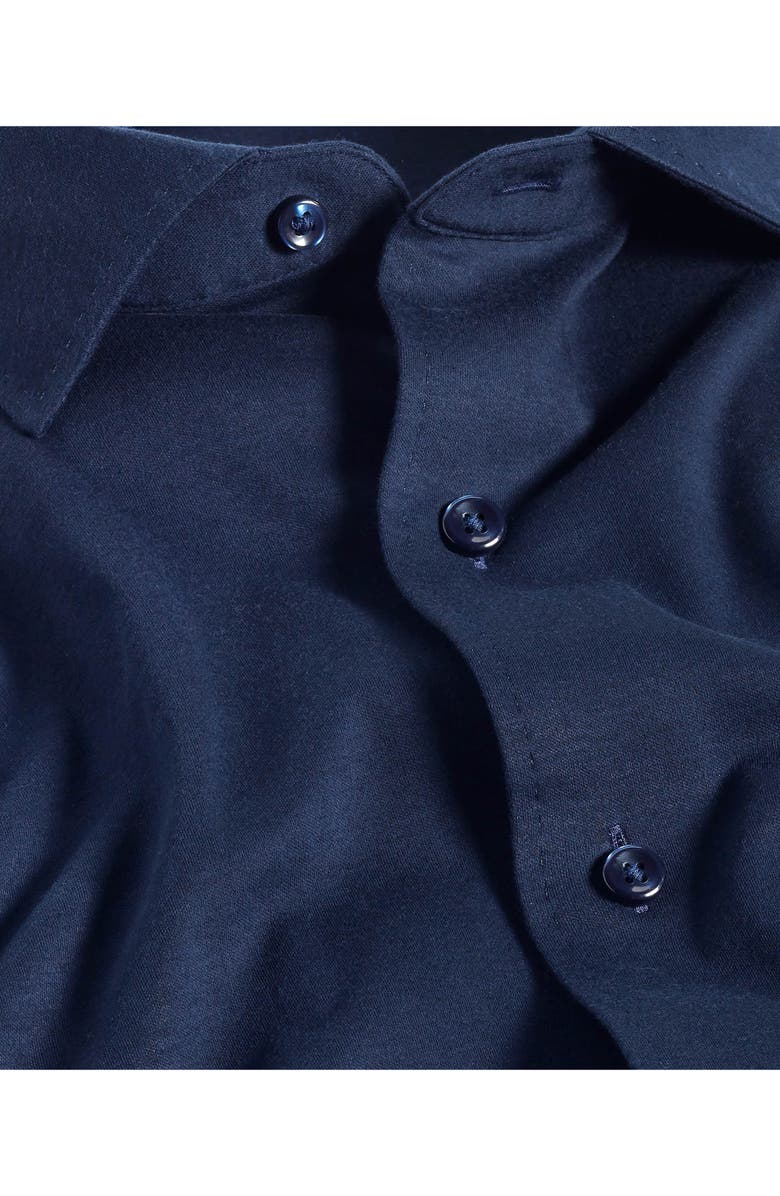 David Donahue Knit Cotton Button-Up Shirt, Alternate, color, Navy