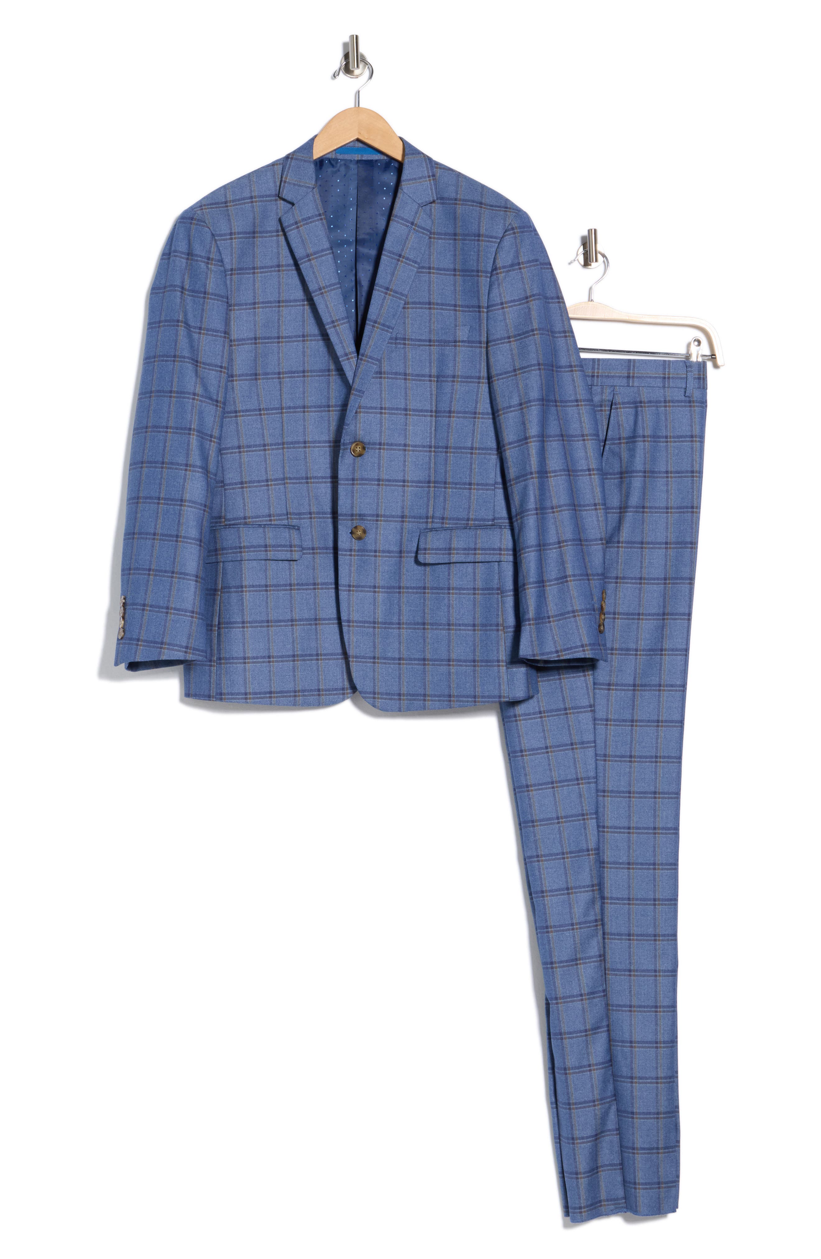 Gino Vitale Slim Fit Plaid Stretch Two-Piece Suit