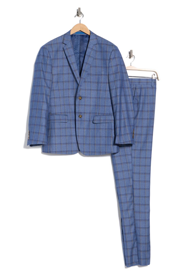 Slim Fit Plaid Stretch Two-Piece Suit, Alternate, color, BLUE