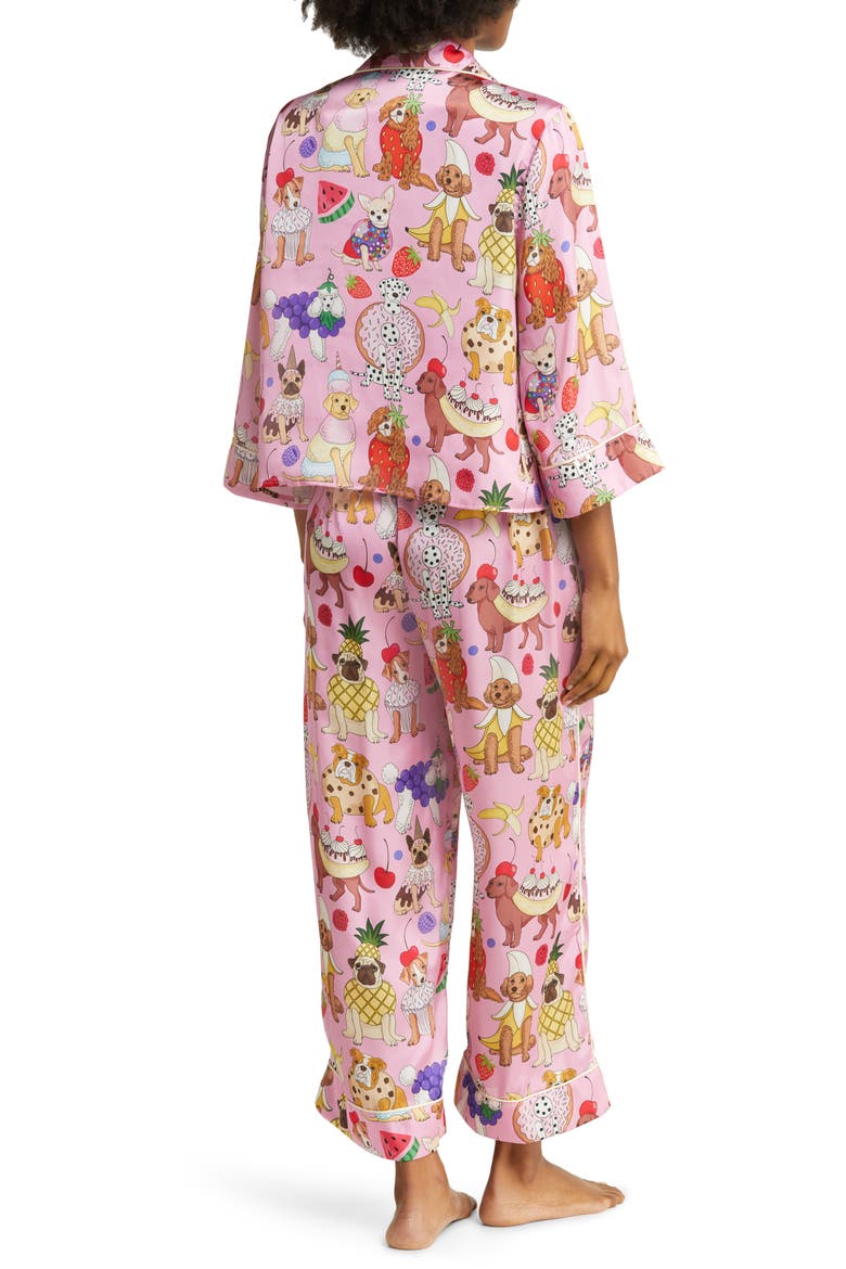 Dessert Dogs Satin Pajamas, Alternate, color, PINK