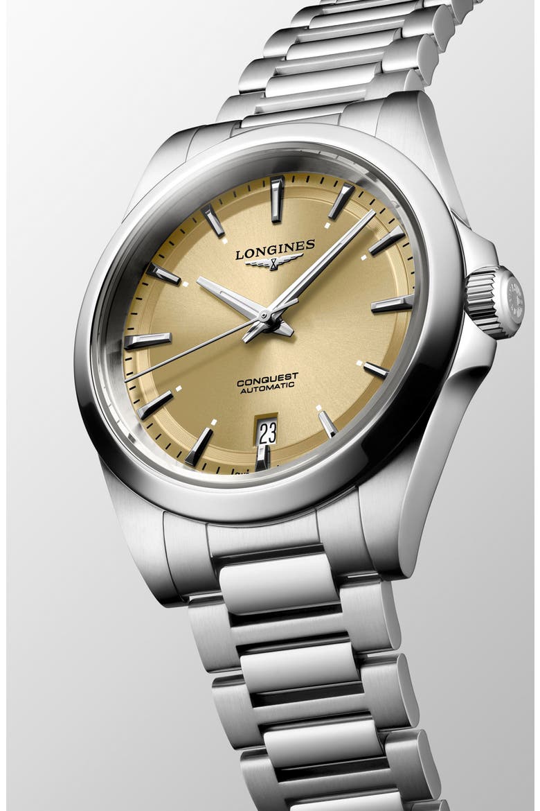 Conquest Champagne Dial Automatic Bracelet Watch, 38mm, Alternate, color, CHAMPAGNE