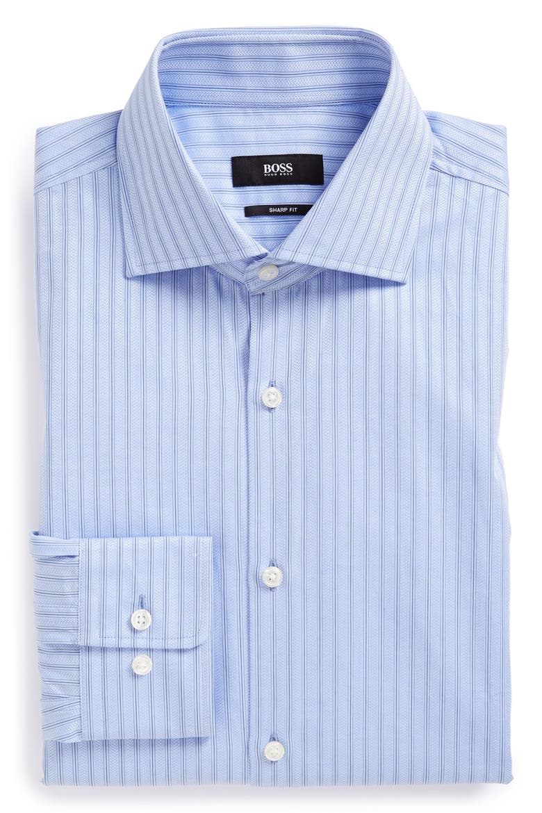 'Miles US' Sharp Fit Stripe Dress Shirt, Main, color, MEDIUM BLUE