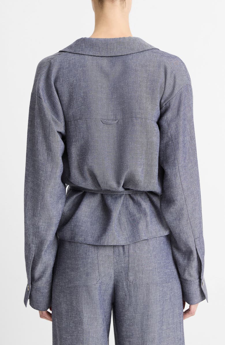 Vince Long Sleeve Wrap Top, Alternate, color, Mid Indigo