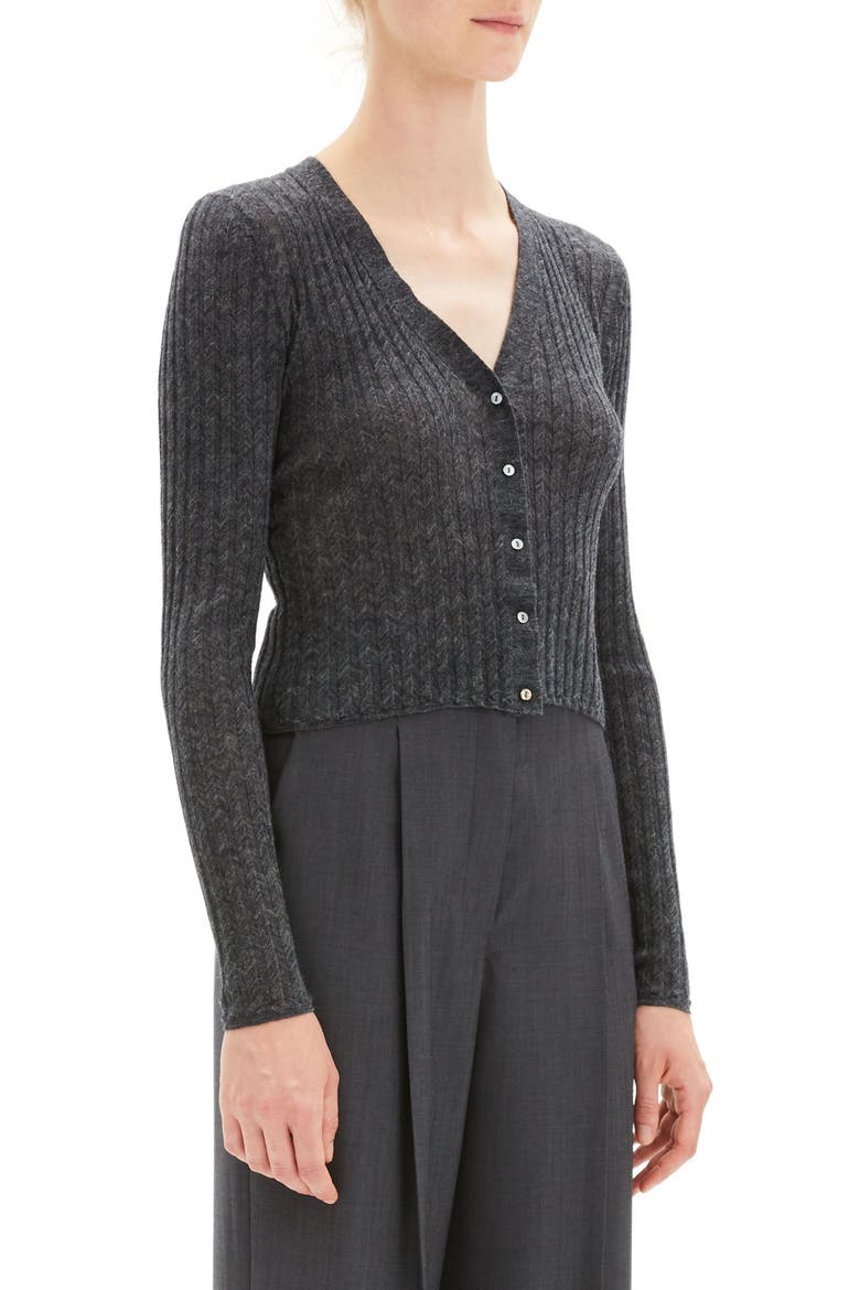 Crop Rib Cardigan, Alternate, color, MEDIUM HEATHER GREY