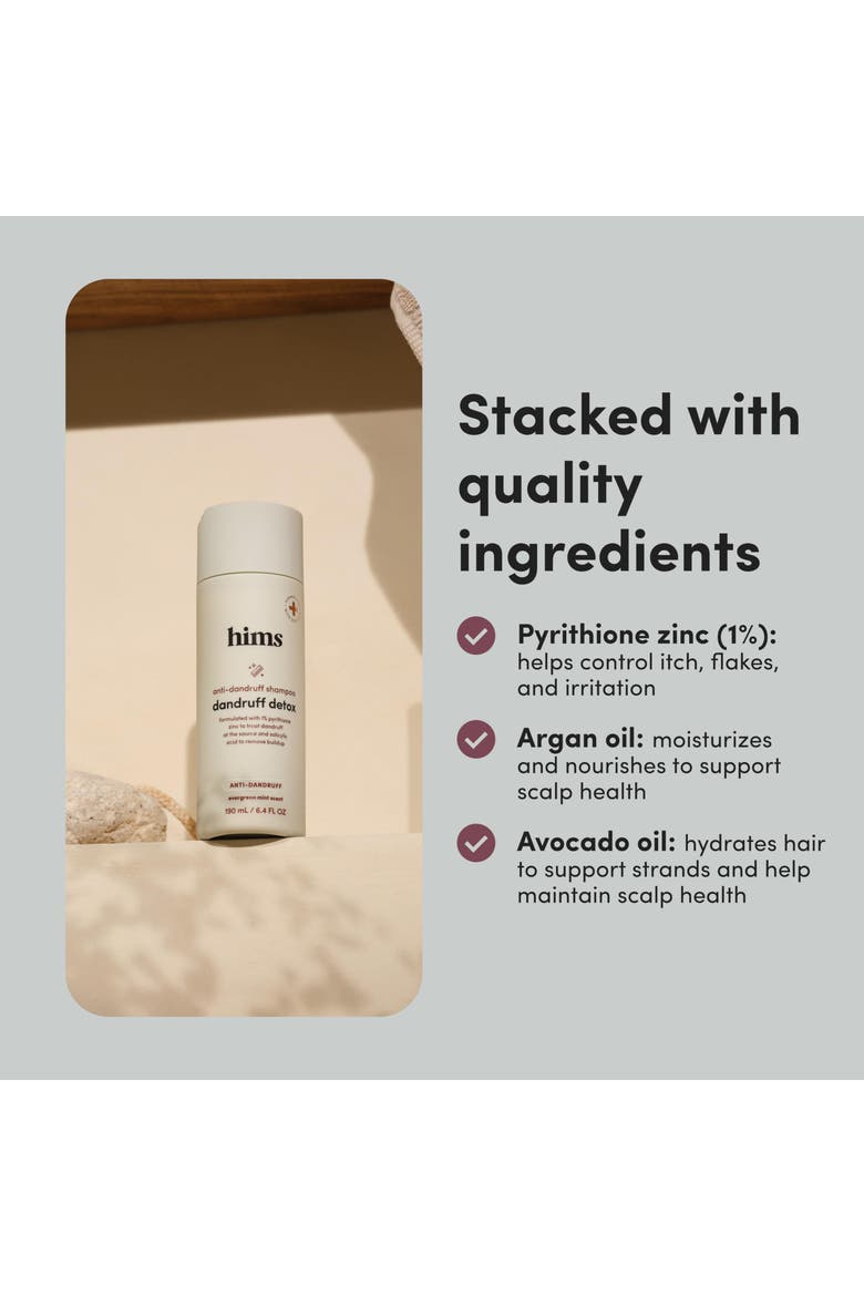 Dandruff Detox Shampoo Purifying, Soothing, Zinc Pyrithione Formula with Argan & Avocado Oils, Alternate, color, White