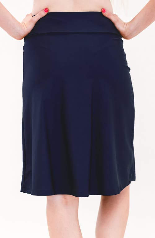 Calypsa Knee Length Swim Skort With Bike Shorts In Blue