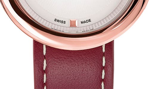 Ferragamo Salvatore Chic Leather Strap Watch, 32mm In Burgundy