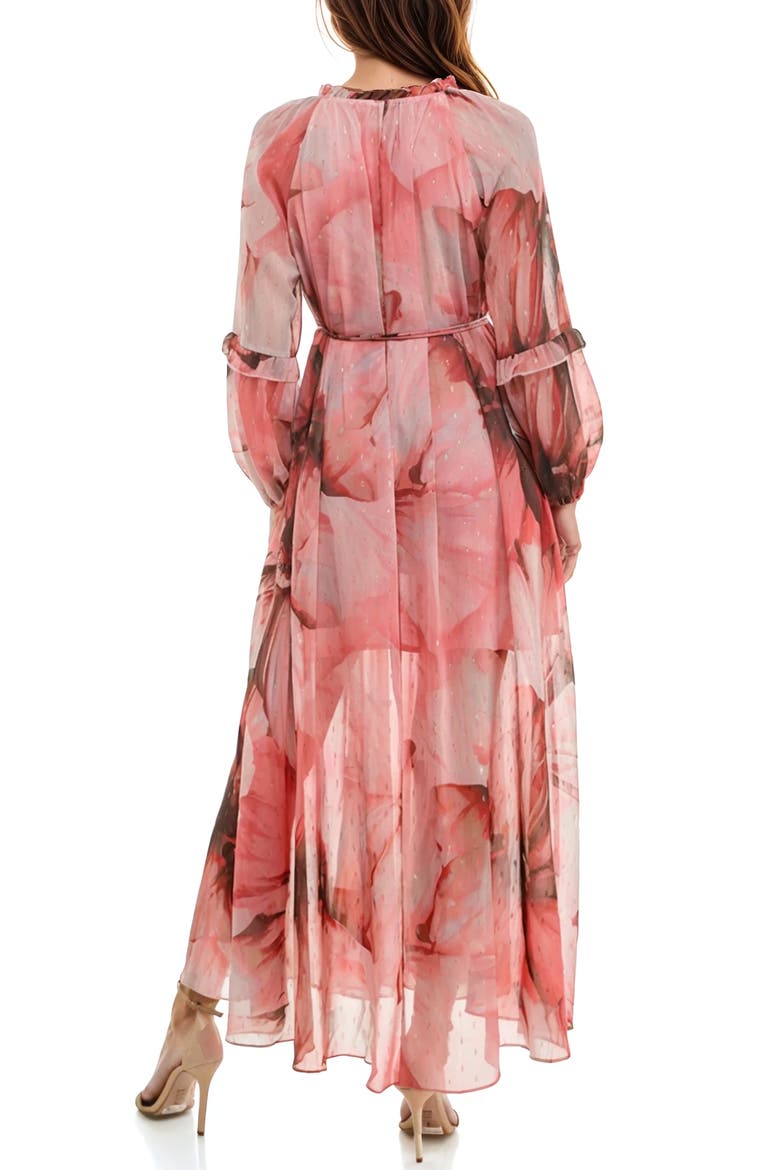 Swiss Dot Ruffle Maxi Dress, Alternate, color, GREY/ PINK