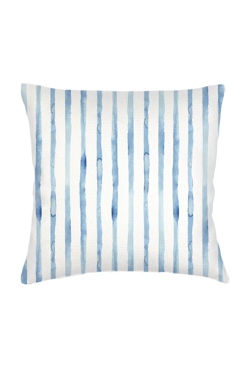 Riviera Striped Linen Pillow with Down Insert, Main, color, Blue