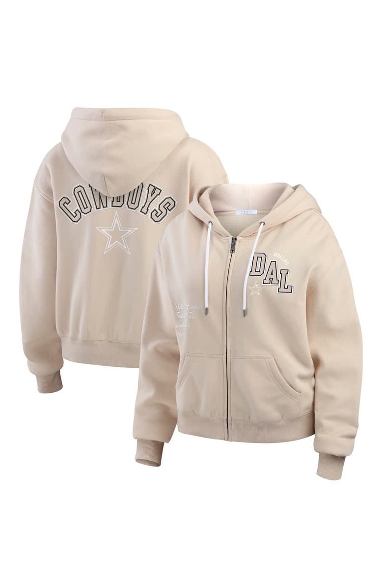WEAR by Erin Andrews Women's WEAR by Erin Andrews Oatmeal Dallas Cowboys Tonal Full-Zip Hoodie, Main, color, Oatmeal