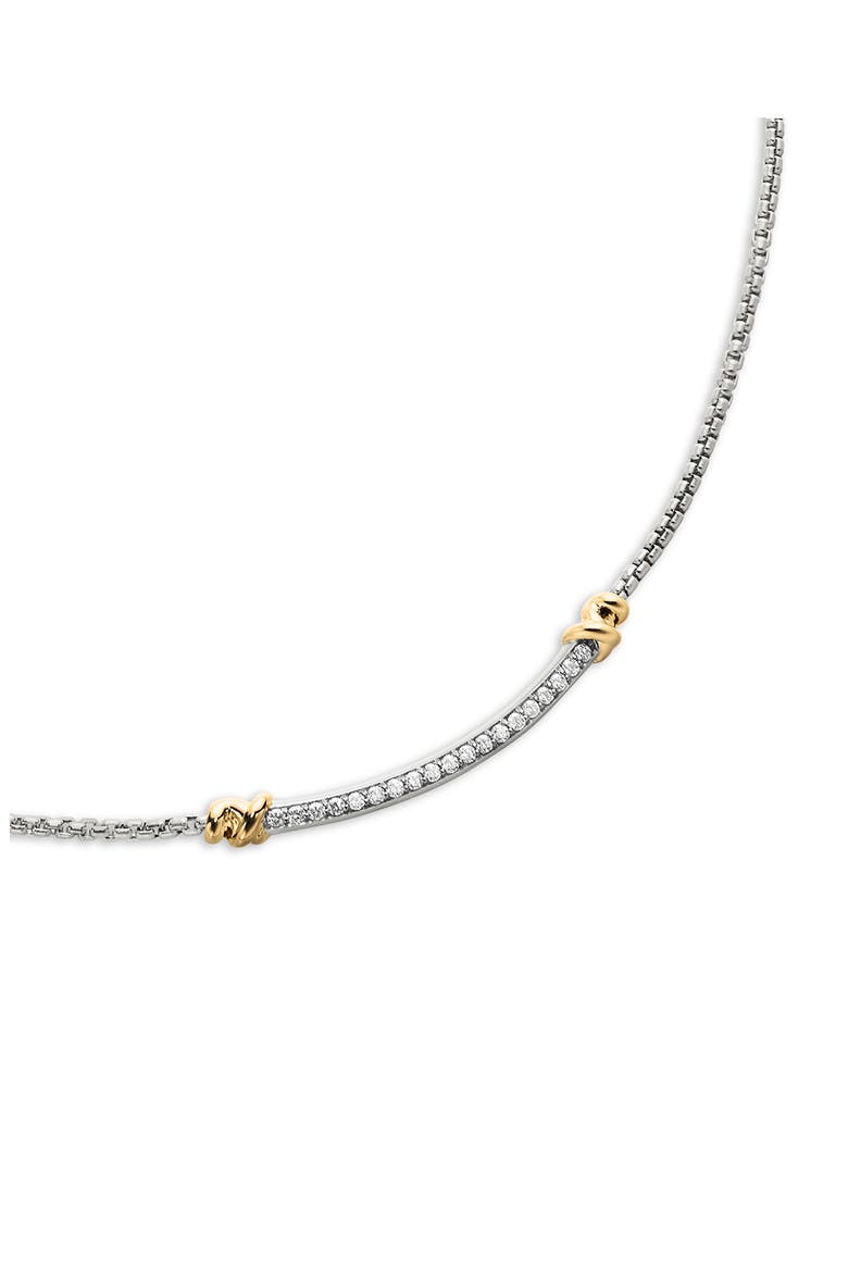 Petite Helena Sterling Silver & 18K Yellow Gold Diamond Wrap Station Necklace, 29mm, Alternate, color, DIAMOND/ SILVER