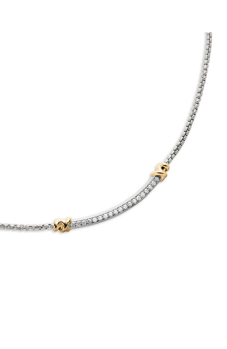 David Yurman Petite Helena Sterling Silver & 18K Yellow Gold Diamond Wrap Station Necklace, 29mm, Alternate, color, Diamond/ Silver