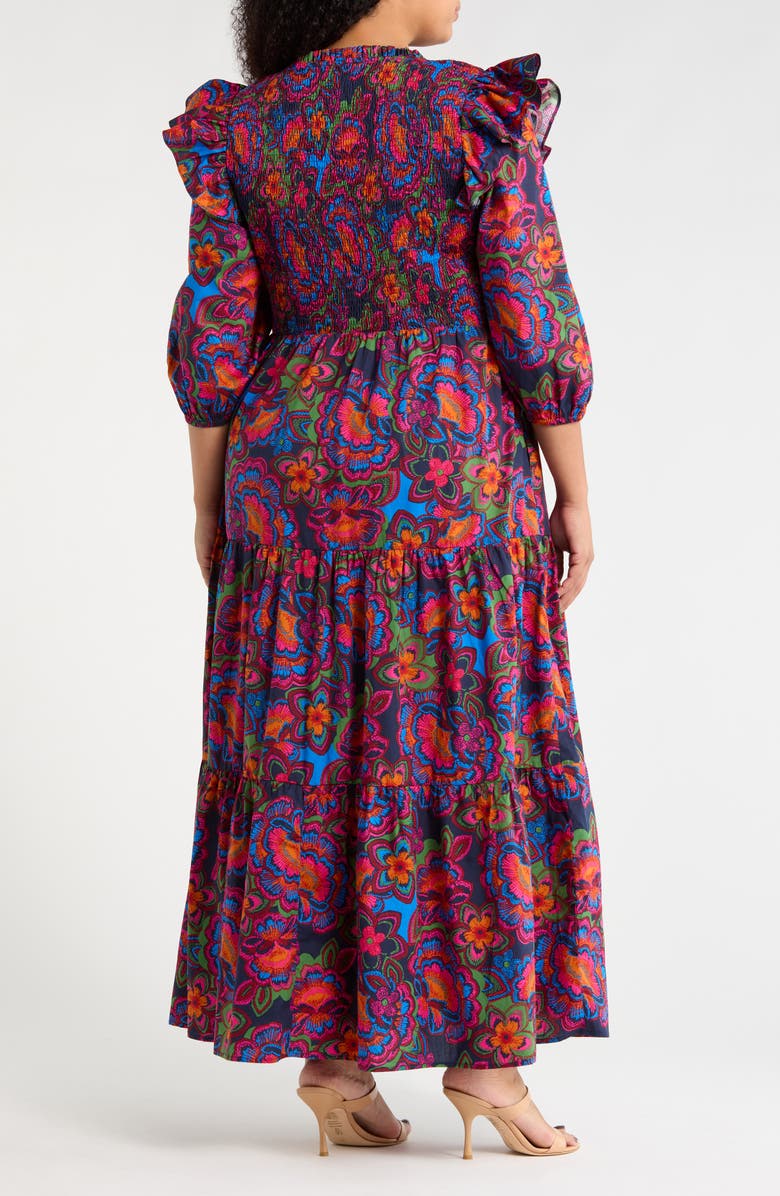 SUGARLIPS Raveena Smocked Maxi Dress, Alternate, color, Navy-Fuchsia