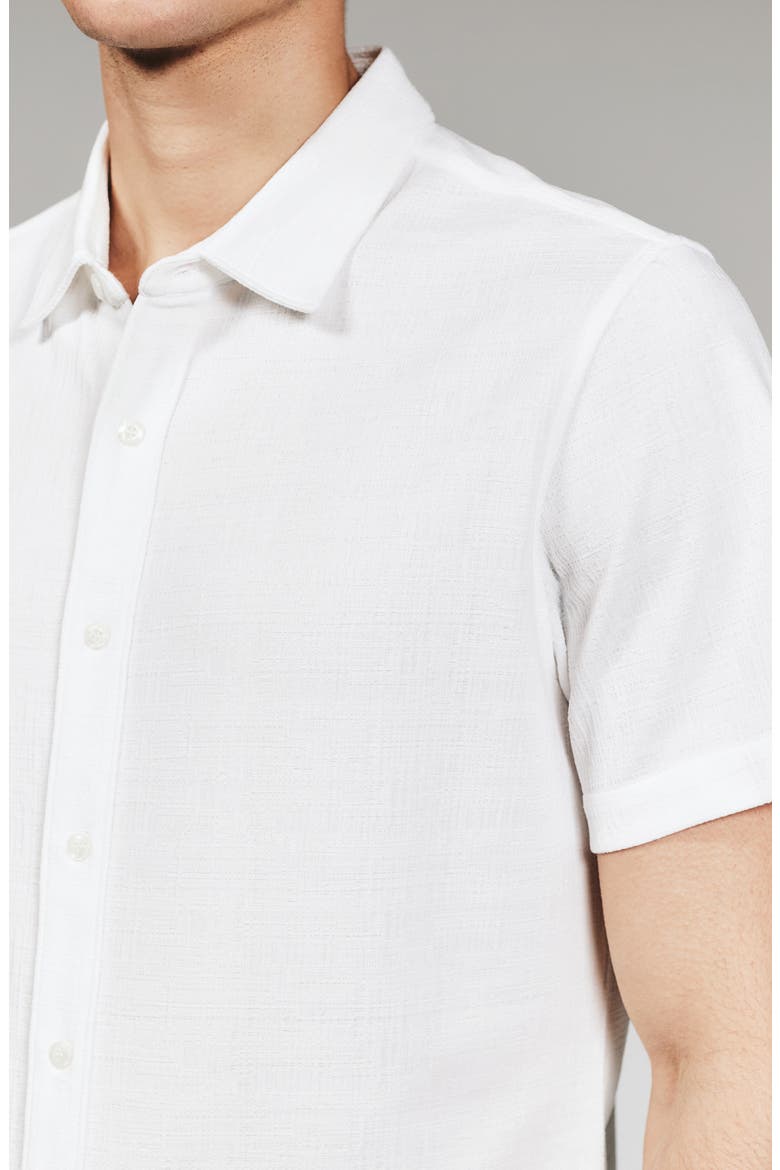 Camino Short Sleeve Knit Button-Up Shirt, Alternate, color, WHITE