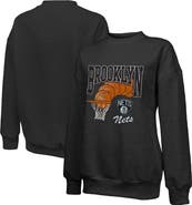 Majestic Threads Women's Majestic Threads Black Brooklyn Nets Bank Shot Pullover Tri-Blend Sweatshirt