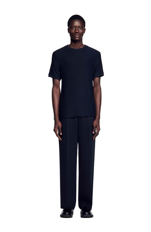Sandro Mock Neck T-shirt In Midnight Blue