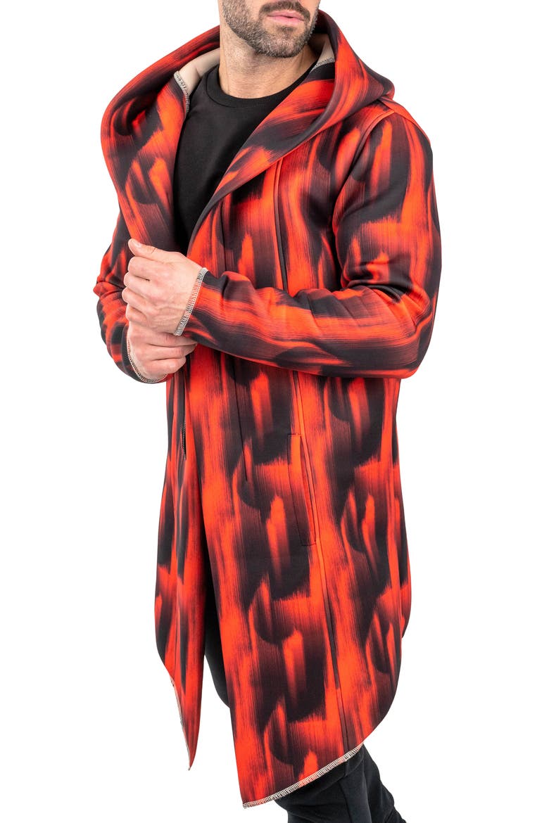 Hooded Longline Jacket, Alternate, color, RED