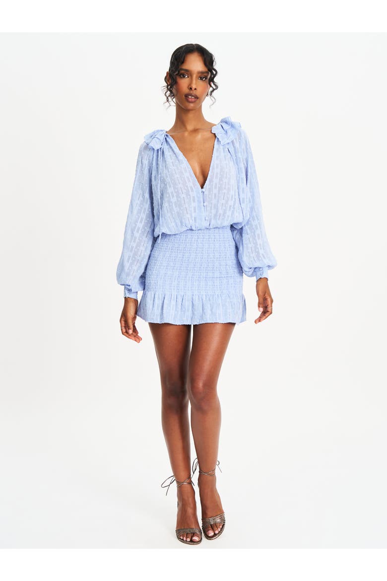 Zahari Smock Bottom Balloon Sleeve Mini Dress, Alternate, color, blue