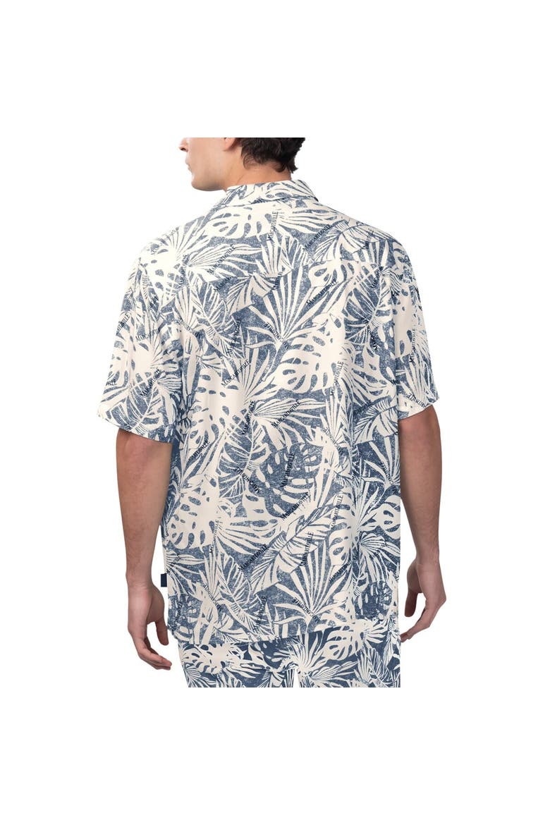 Men's Margaritaville Tan Chicago Bears Sand Washed Monstera Print Party Button-Up Shirt, Alternate, color, Cream