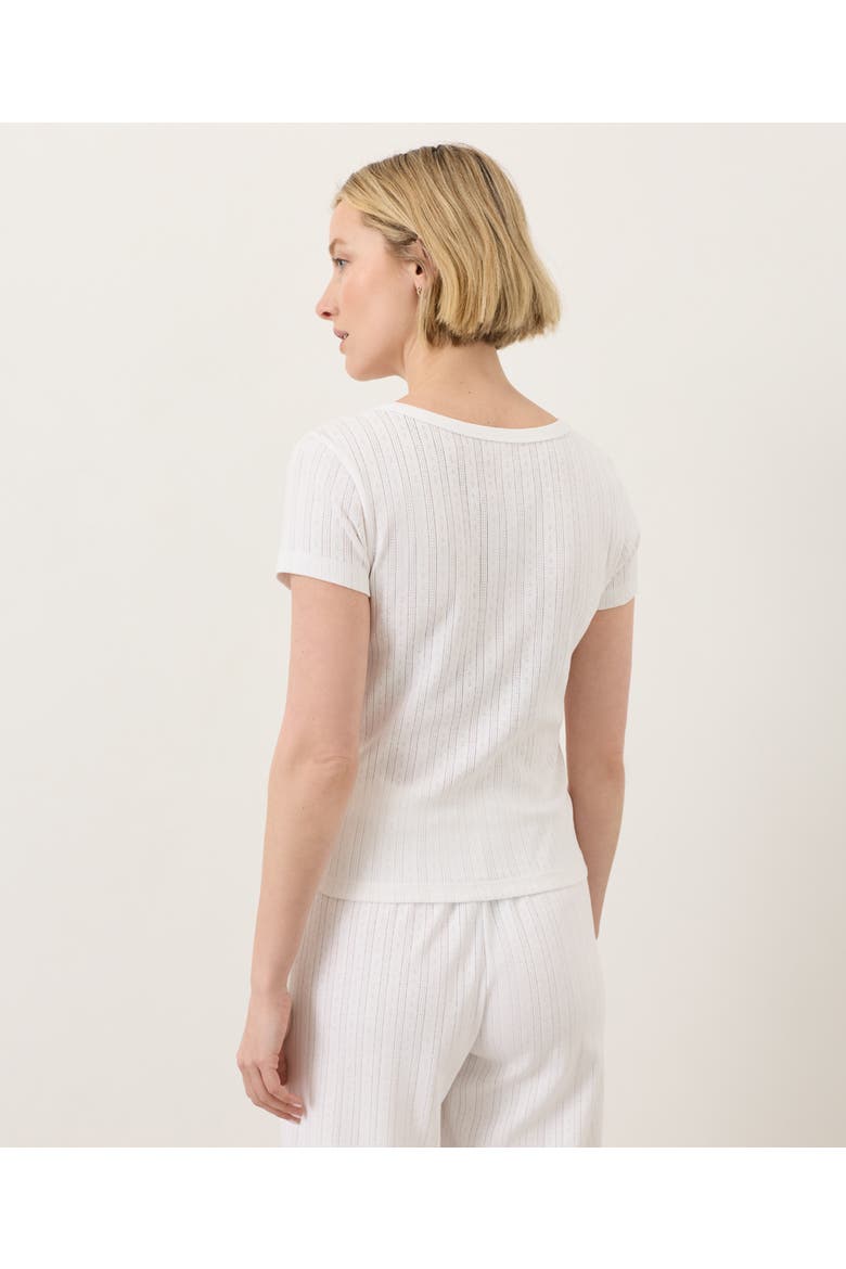 Organic Cotton Pointelle Scoop Neck Tee, Alternate, color, White