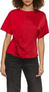 Sanctuary Satin & Cotton Gathered T-Shirt
