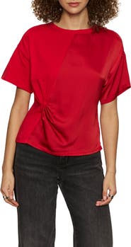 Sanctuary Satin & Cotton Gathered T-Shirt