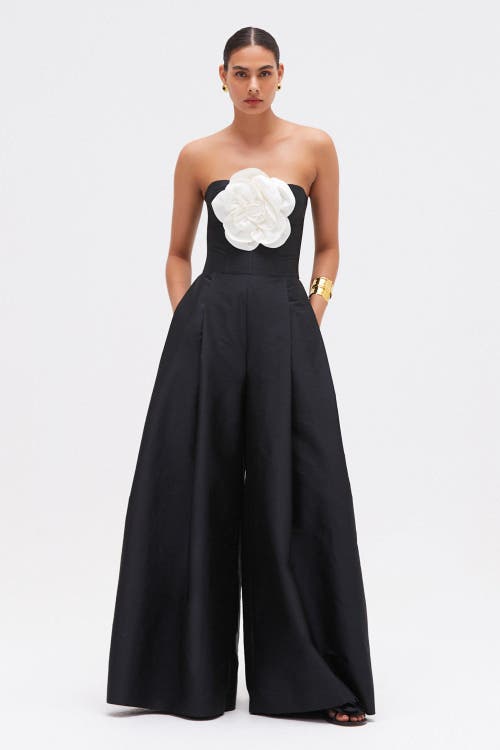 Patbo Taffeta Bloom Jumpsuit In Black