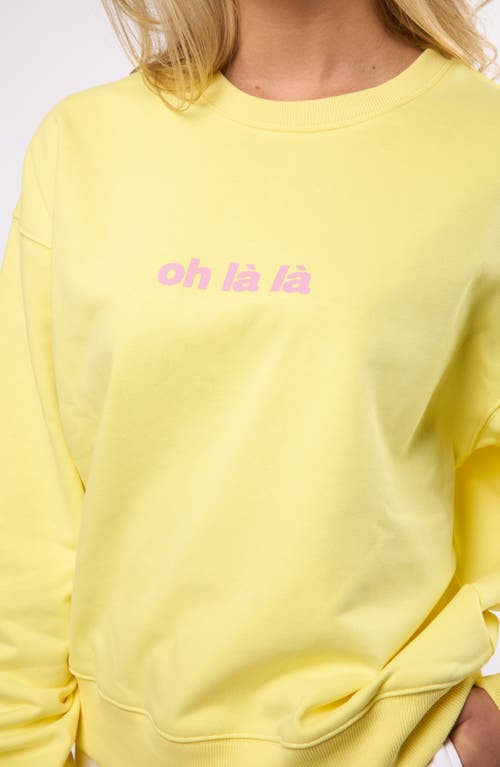 Viens Avec Moi The Oh Là Là Cotton Graphic Sweatshirt In Yellow