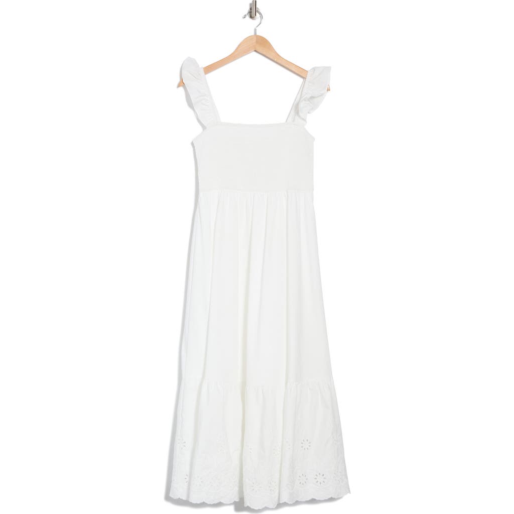 BLU PEPPER BLU PEPPER SMOCKED EYELET MIDI SUNDRESS