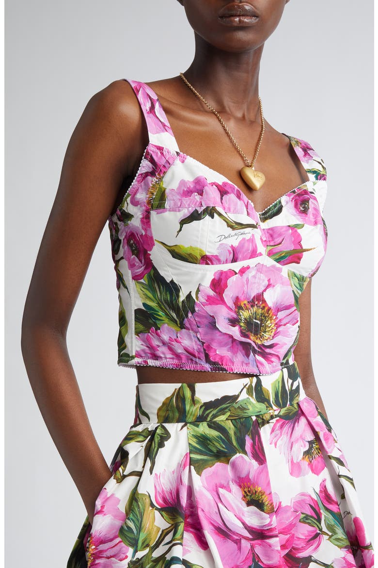 Peony Print Bustier Top, Alternate, color, HA5KR PEONIE FUXIA F.BCO