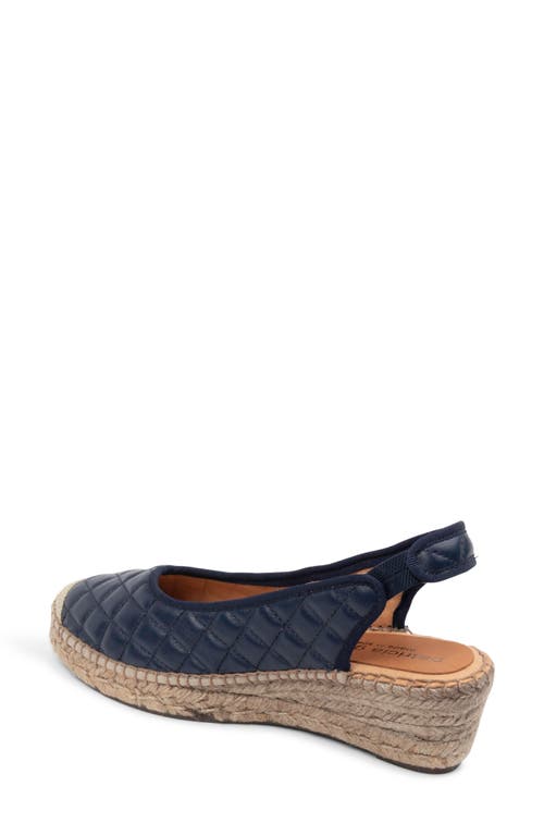 Patricia Green Valencia Slingback Wedge Espadrille In Navy Quilted Leather