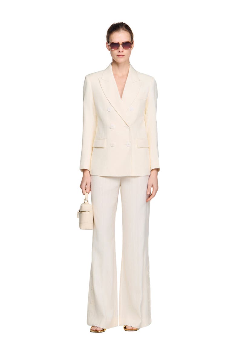 Double-breasted suit jacket, Alternate, color, Ecru