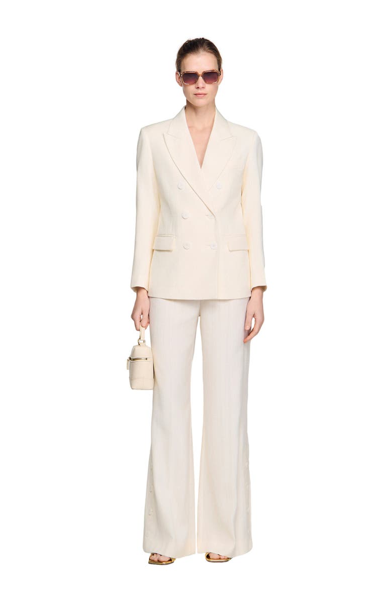 SANDRO Double-breasted suit jacket, Alternate, color, Ecru