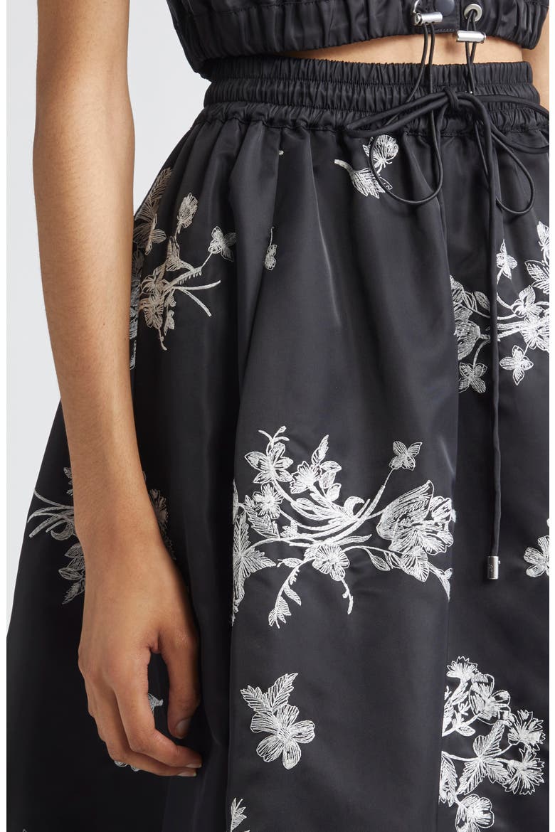 Wildflower Whimsy Embroidered Drawstring Skirt, Alternate, color, BLACK/ IVORY