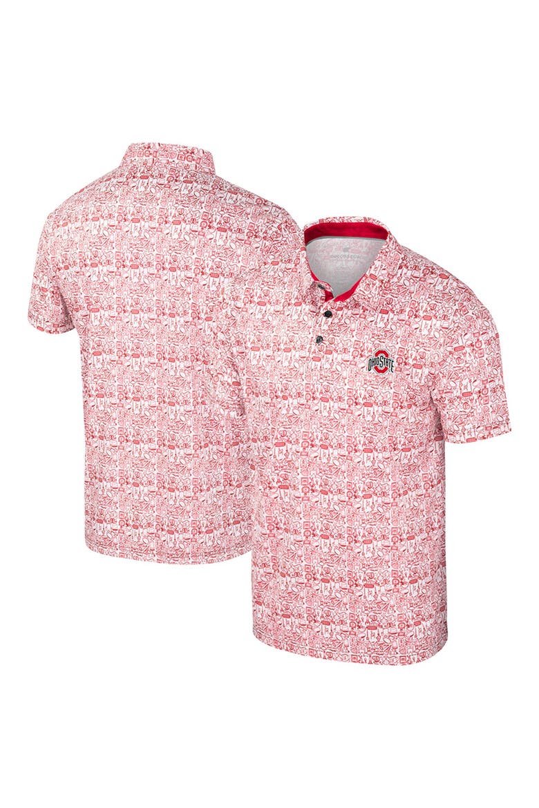 Men's Colosseum Scarlet/White Ohio State Buckeyes Big & Tall Allover Polo, Main, color, Scarlet