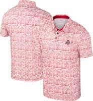 COLOSSEUM Men's Colosseum Scarlet/White Ohio State Buckeyes Big & Tall Allover Polo