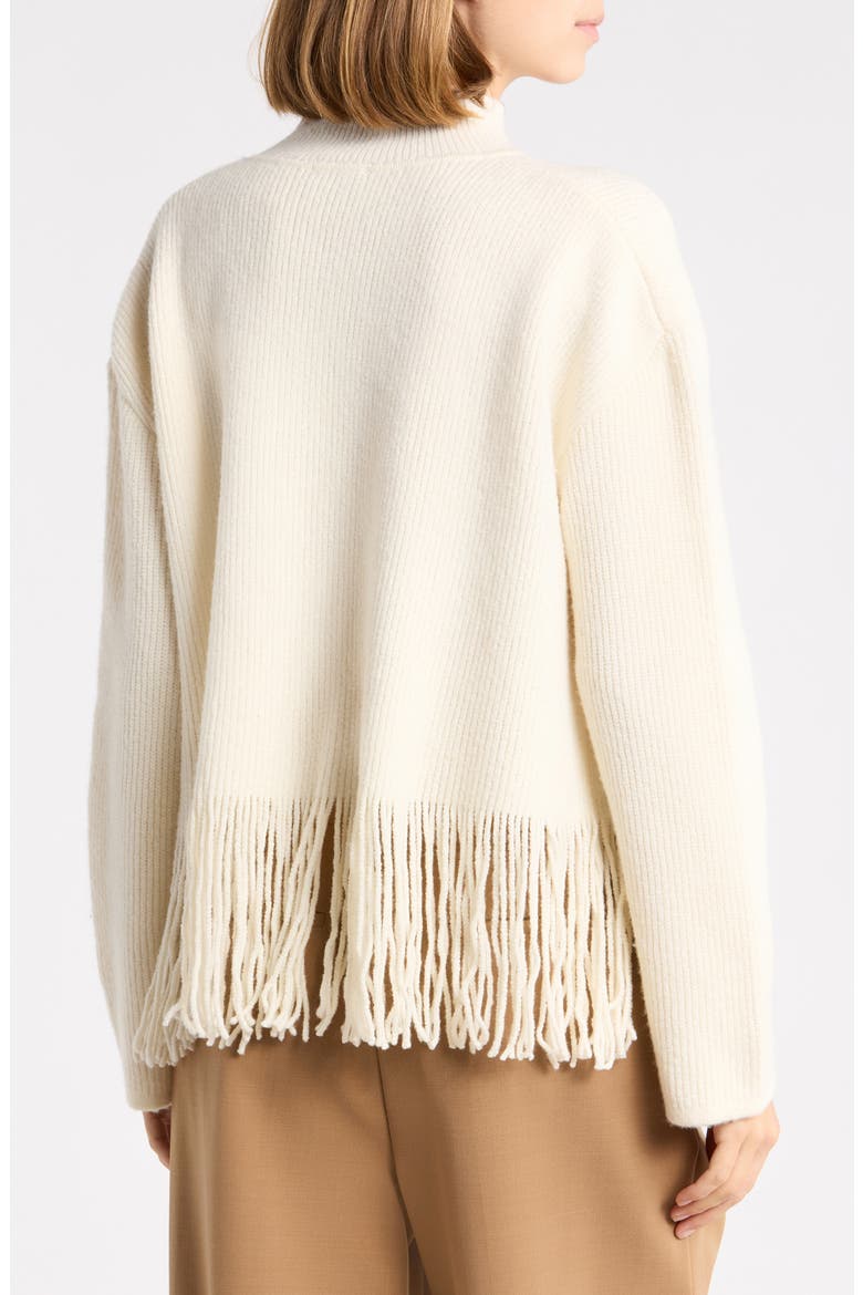 Lise Fringe Hem Mock Neck Sweater, Alternate, color, IVORY FRINGE