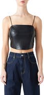 Grey Lab Faux Leather Crop Top