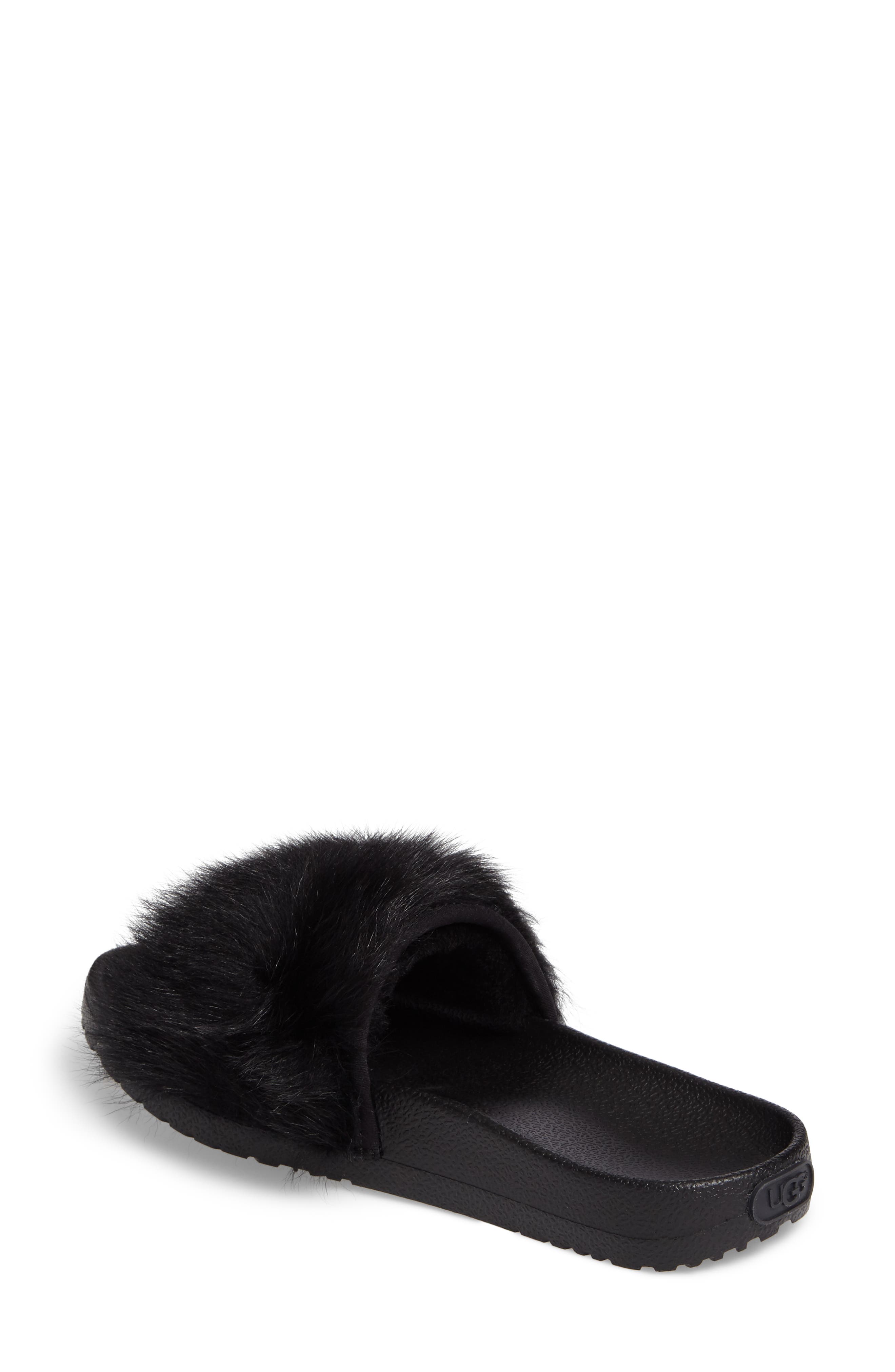 Royale Genuine Shearling Slide Sandal, Alternate, color, BLACK