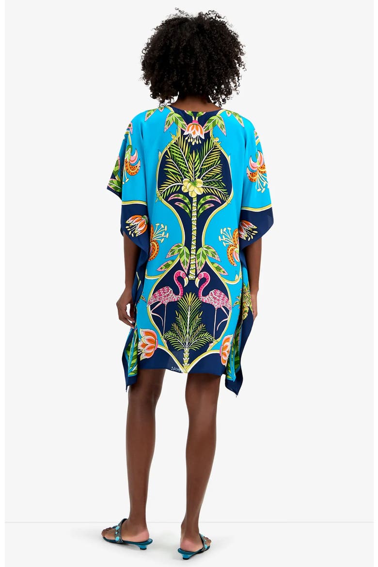Theodora Tiger Lily Printed Silk Caftan Dress, Alternate, color, Tiger Lily