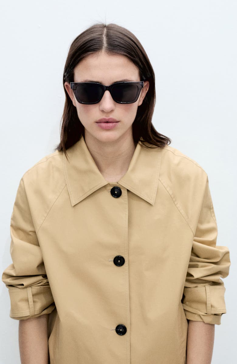 MANGO Crop Cotton Trench Coat, Alternate, color,