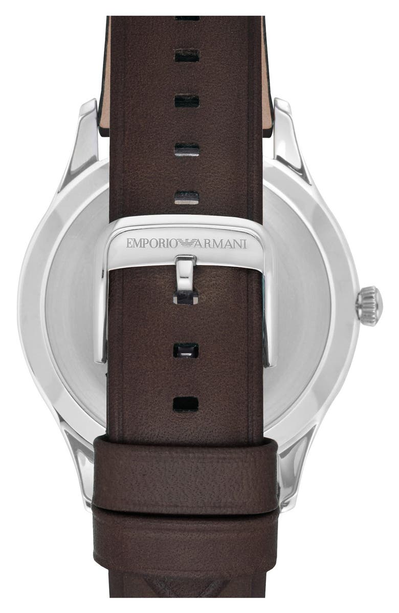 Emporio Armani Leather Strap Watch, 41mm, Alternate, color, 