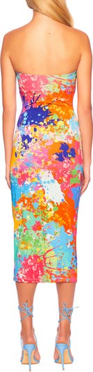 Splatter Print Midi Tube Dress