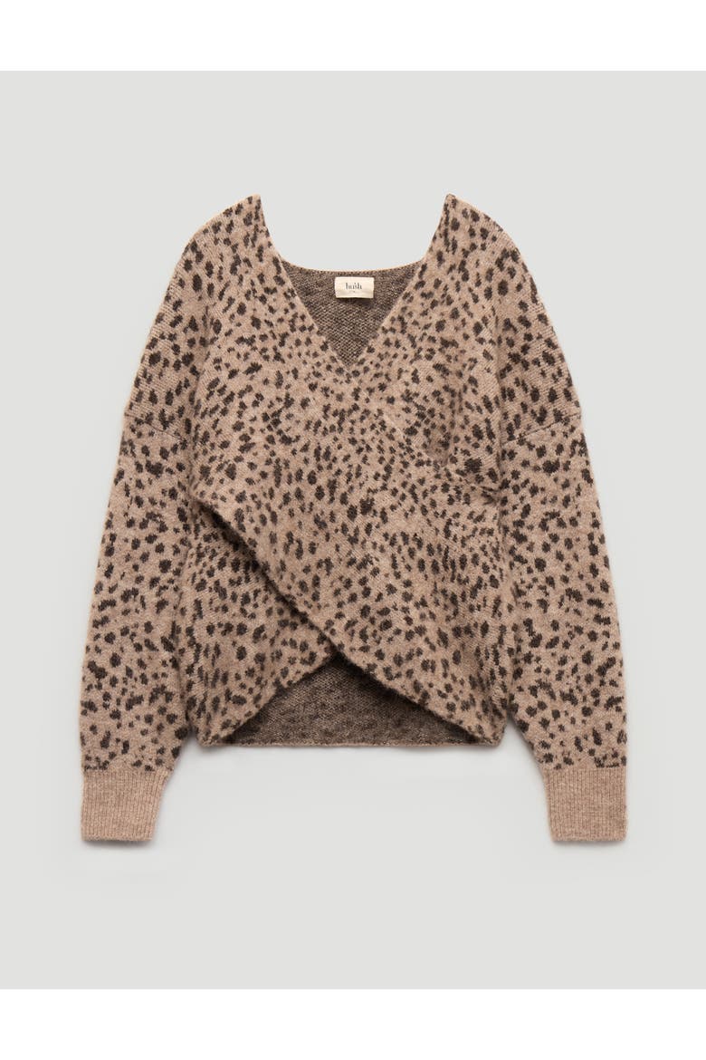 Betty Wool Blend Patterned Wrap Jumper, Alternate, color, Hazelnut Brown