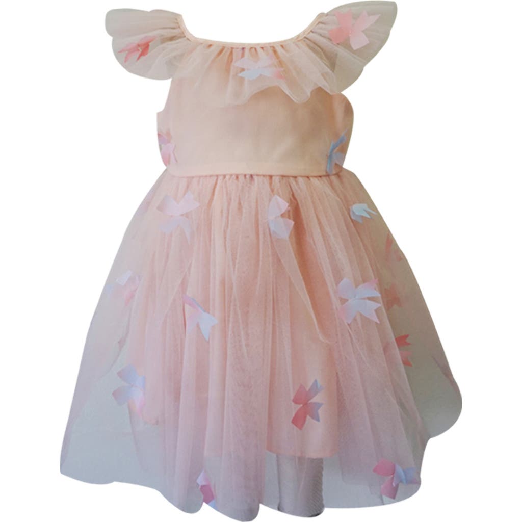 Popatu Kids' Flutter Collar 3d Bow Party Dress In Multi