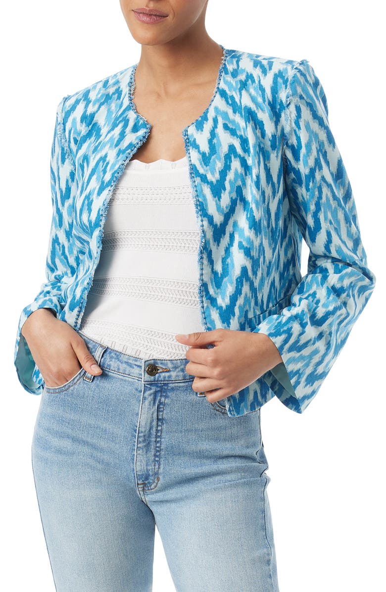 Sam Edelman Dixie Chevron Print Linen Blend Jacket, Main, color, 