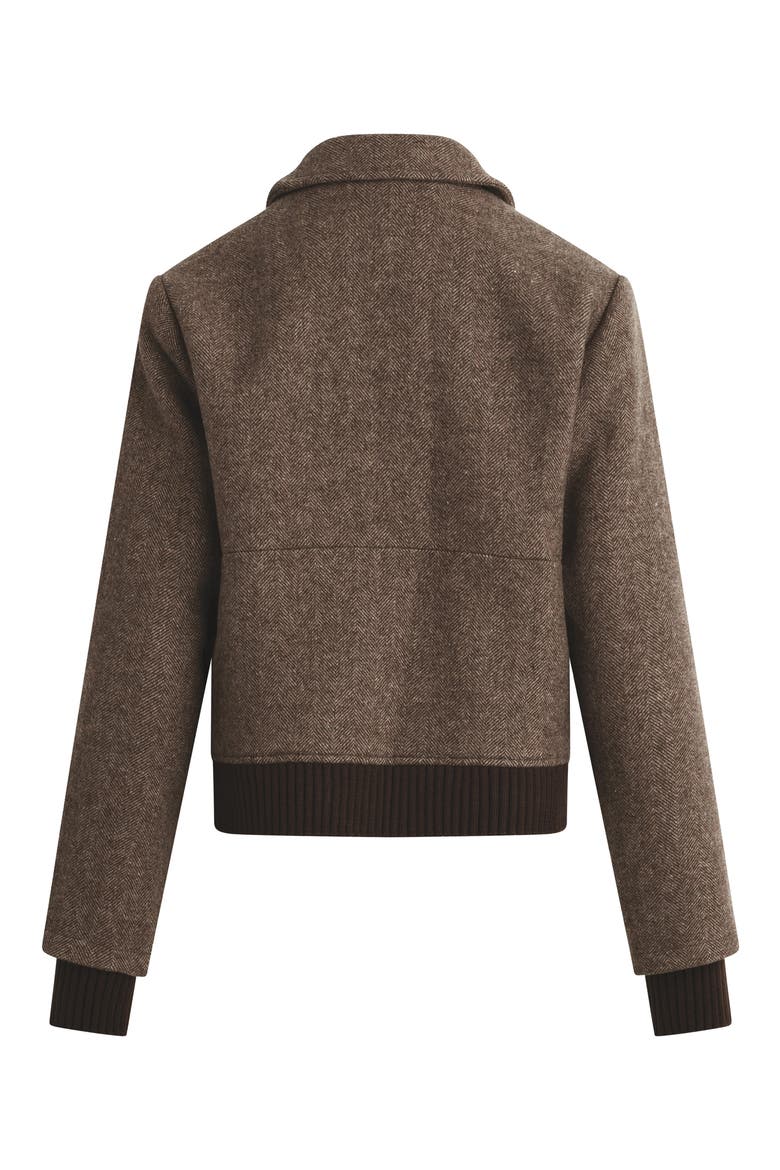 The City Herringbone Bomber Jacket, Alternate, color, CHOCOLATE HERRINGBONE