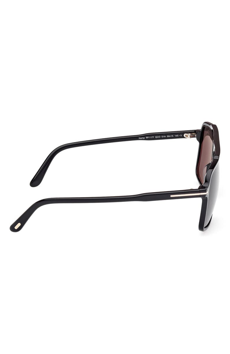 TOM FORD Kemp 59mm Navigator Sunglasses, Alternate, color, Shiny Black/ Eco/ Smoke Lenses